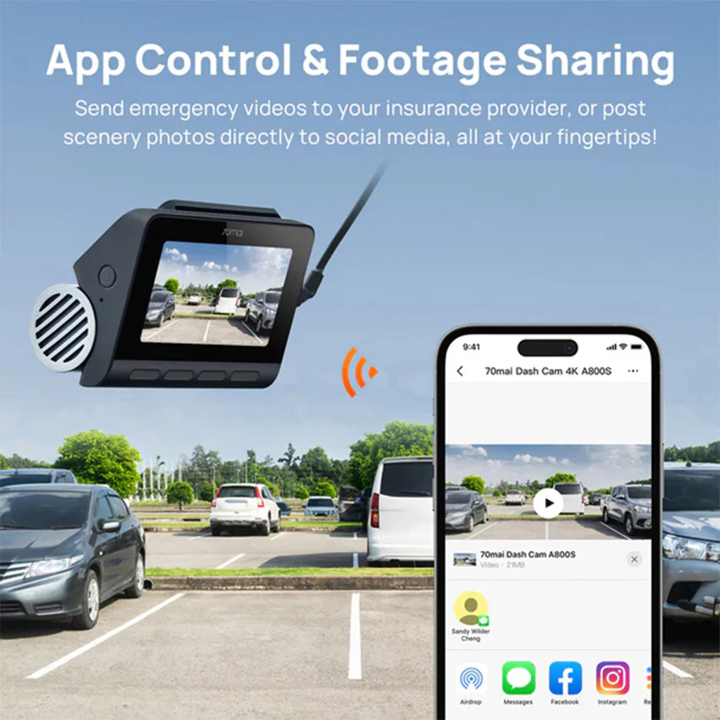 70mai Dash Cam A800S - 4K UHD Dash Camera with 3" IPS Screen - Image 8