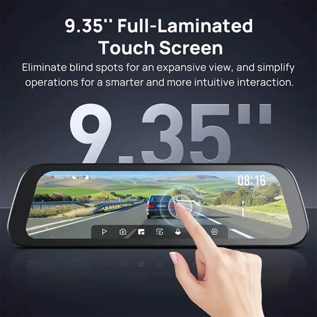 70mai Rearview Dash Cam S500 - 3K Streaming with 9.35'' Full-Laminated Touch Screen - Image 5