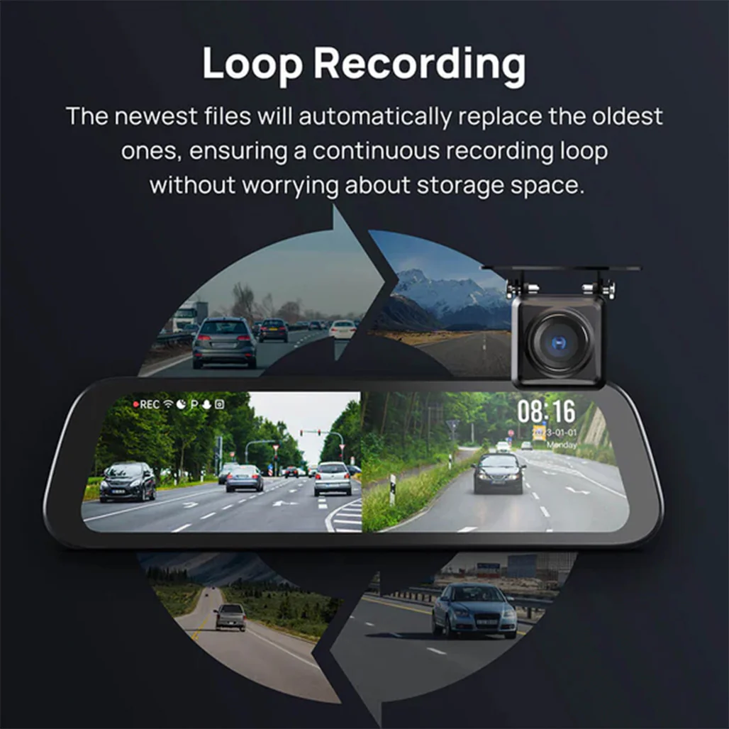 70mai Rearview Dash Cam S500 - 3K Streaming with 9.35'' Full-Laminated Touch Screen - Image 9