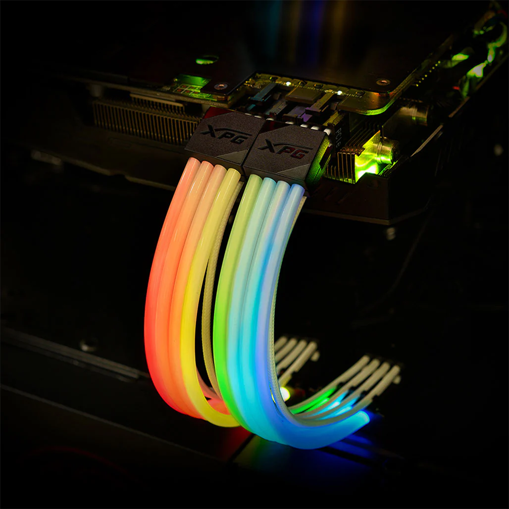 ADATA XPG PRIME ARGB VGA Extension Cable - 8-Pin VGA Connector, Ultra-Dense Fiber Optic Sleeving - Image 4