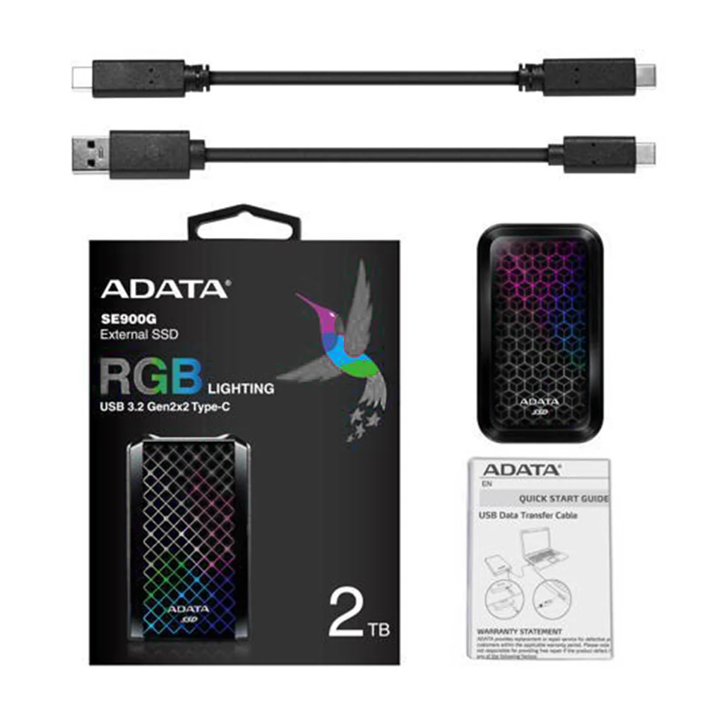 ADATA SE900G 2TB RGB External SSD - USB 3.2 Gen 2x2 Type-C, 2000 MB/s, High-Performance and Stylish - Image 3