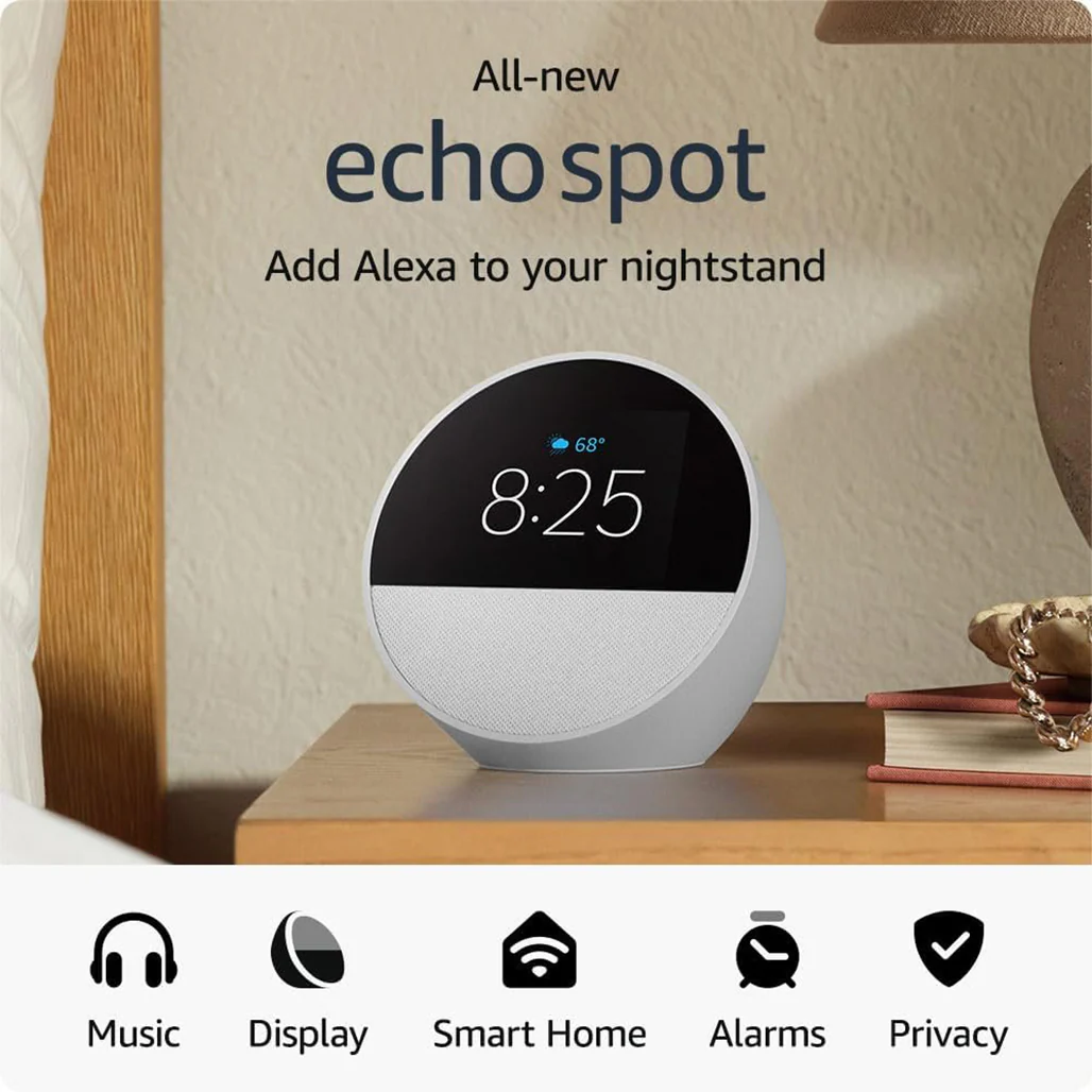 Amazon Echo Spot (2024 Release) – Sleek Smart Alarm Clock with Alexa, Vibrant Sound, and Customizable Display - Image 4