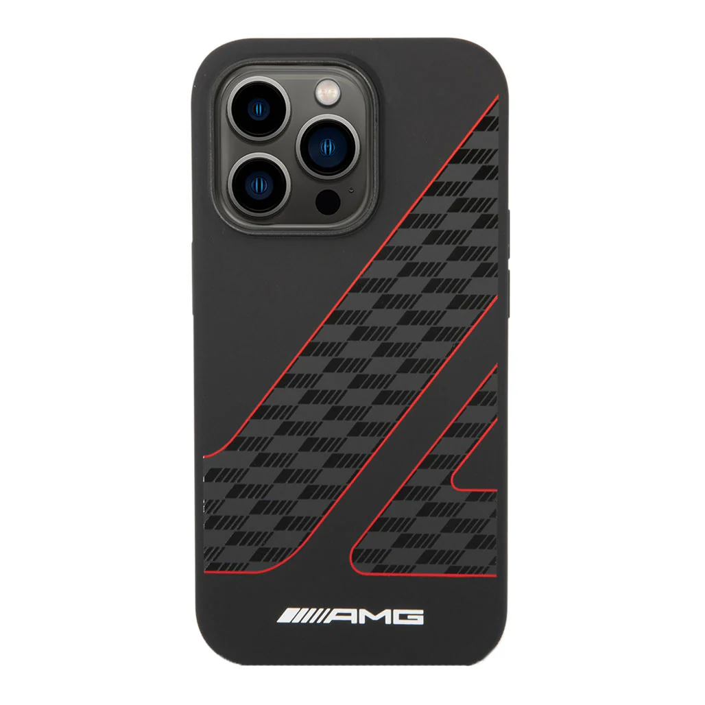 AMG Liquid Silicone Case With Checkered Flag Pattern For iPhone 14 Pro Max - Image 2