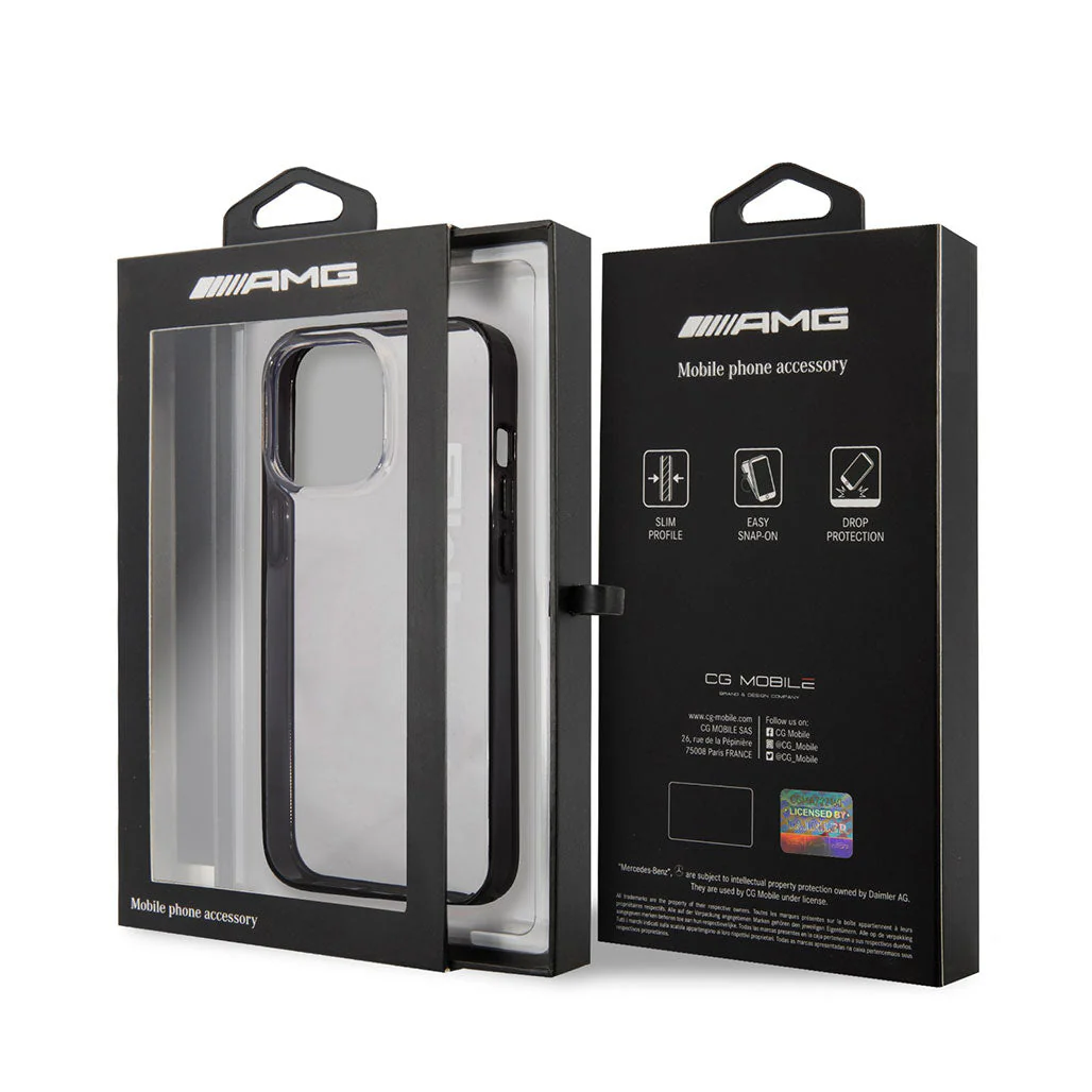 AMG PC Transparent Hard Case With Black Matte TPU Rim For iPhone 14 Pro - Image 3