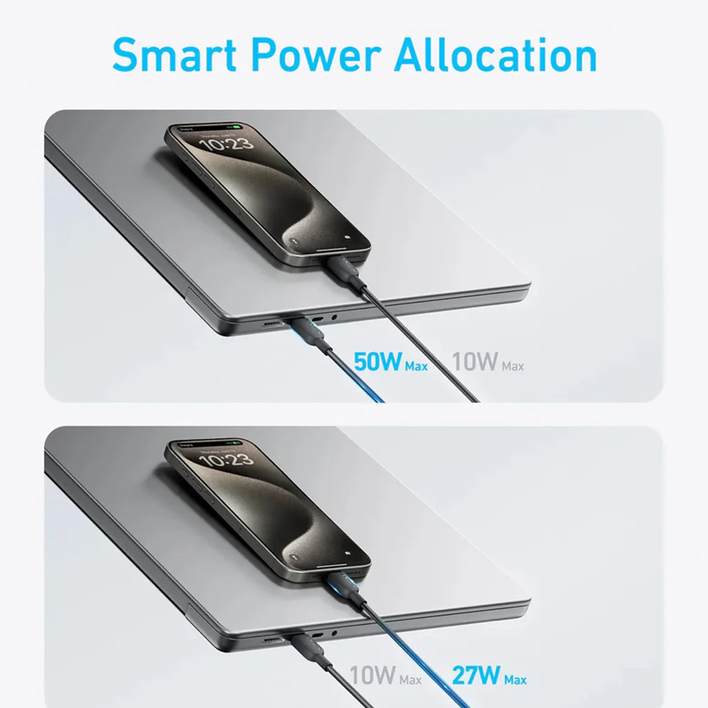 Anker 2-in-1 USB-C to USB-C Cable 4ft, 140W Power Delivery, Black - Dual Charging, Durable Braided Design - Image 2
