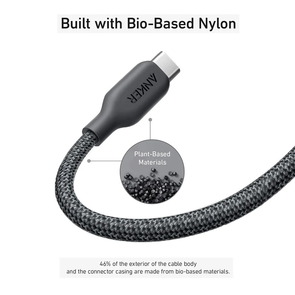 Anker 544 Bio-Based USB-C to USB-C Cable (3ft) - Durable, Eco-Friendly, 100W Power Output, Black - Image 2