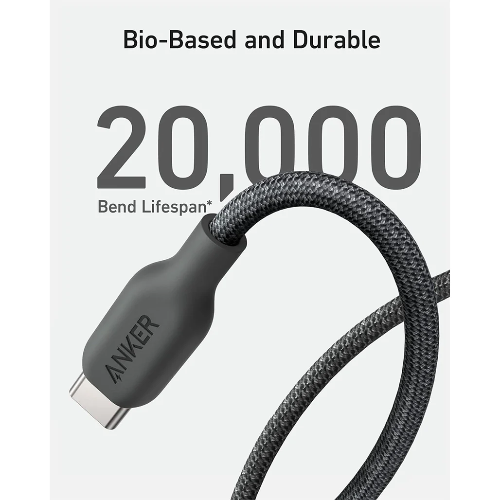 Anker 544 Bio-Based USB-C to USB-C Cable (3ft) - Durable, Eco-Friendly, 100W Power Output, Black - Image 4
