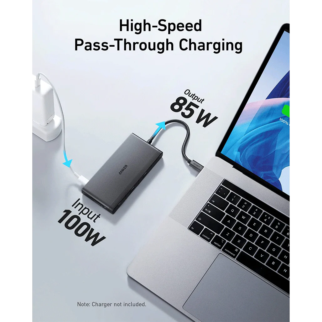Anker 552 USB-C Hub (9-in-1) with 4K HDMI – High-Speed Data Transfer, Pass-Through Charging, Ethernet, SD/microSD Slots - Image 5