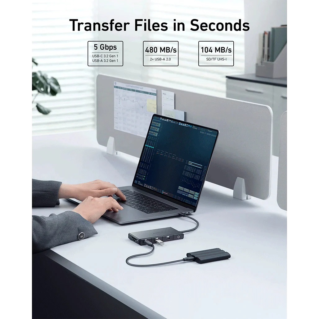 Anker 552 USB-C Hub (9-in-1) with 4K HDMI – High-Speed Data Transfer, Pass-Through Charging, Ethernet, SD/microSD Slots - Image 7