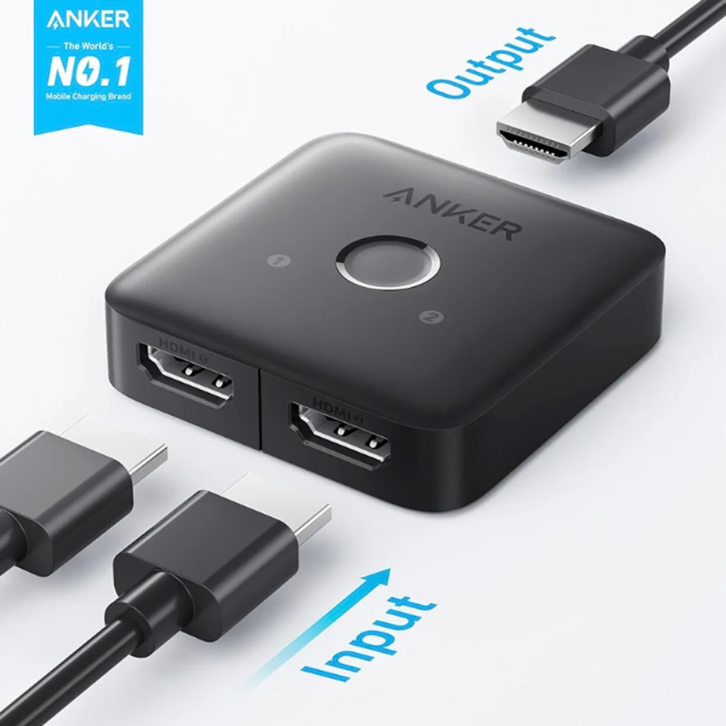 Anker HDMI Switch (2 In 1 Out) – 4K@60Hz HDMI Splitter, HDR, 3D, Dolby, for Laptops, PC, Xbox, PS5/PS4, and More - Image 2