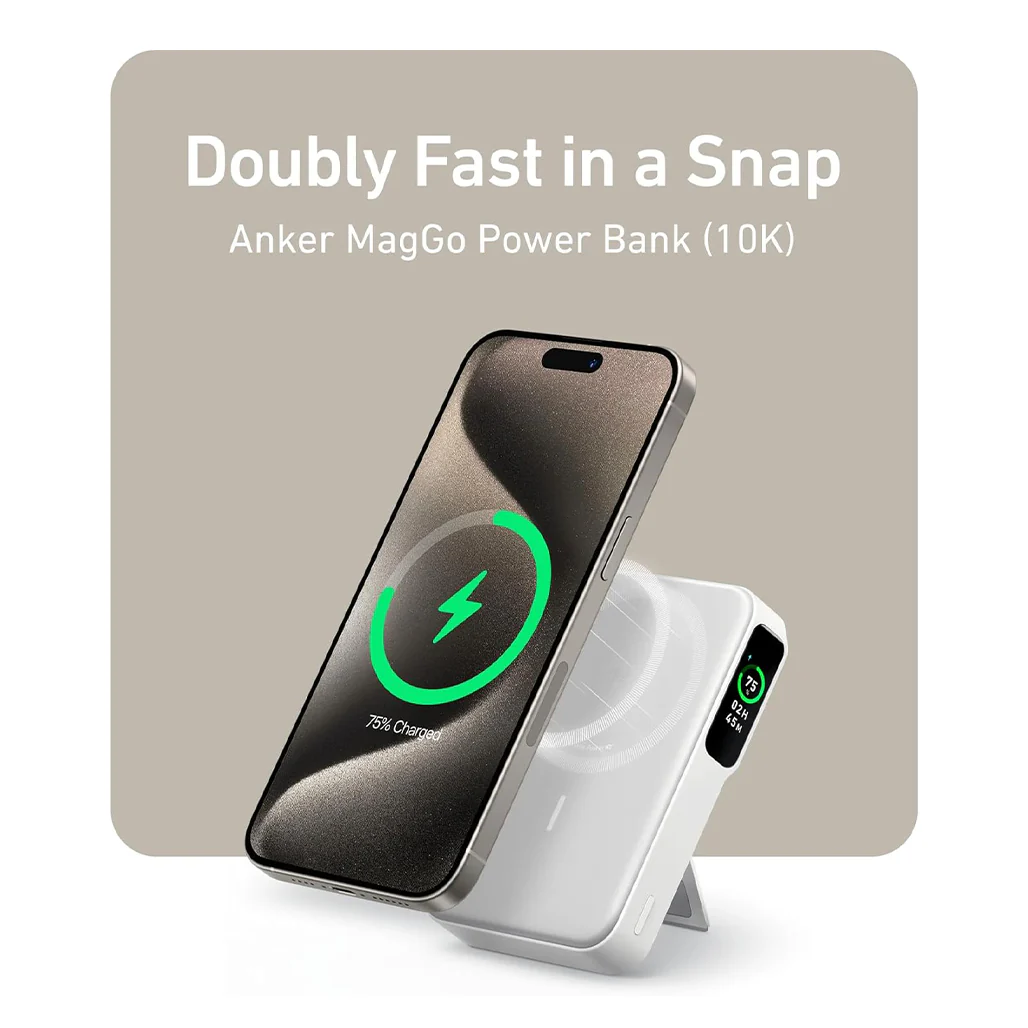 Anker MagGo 10K Qi2 Certified Power Bank – 15W Ultra-Fast Wireless Charger with Smart Display - Image 4