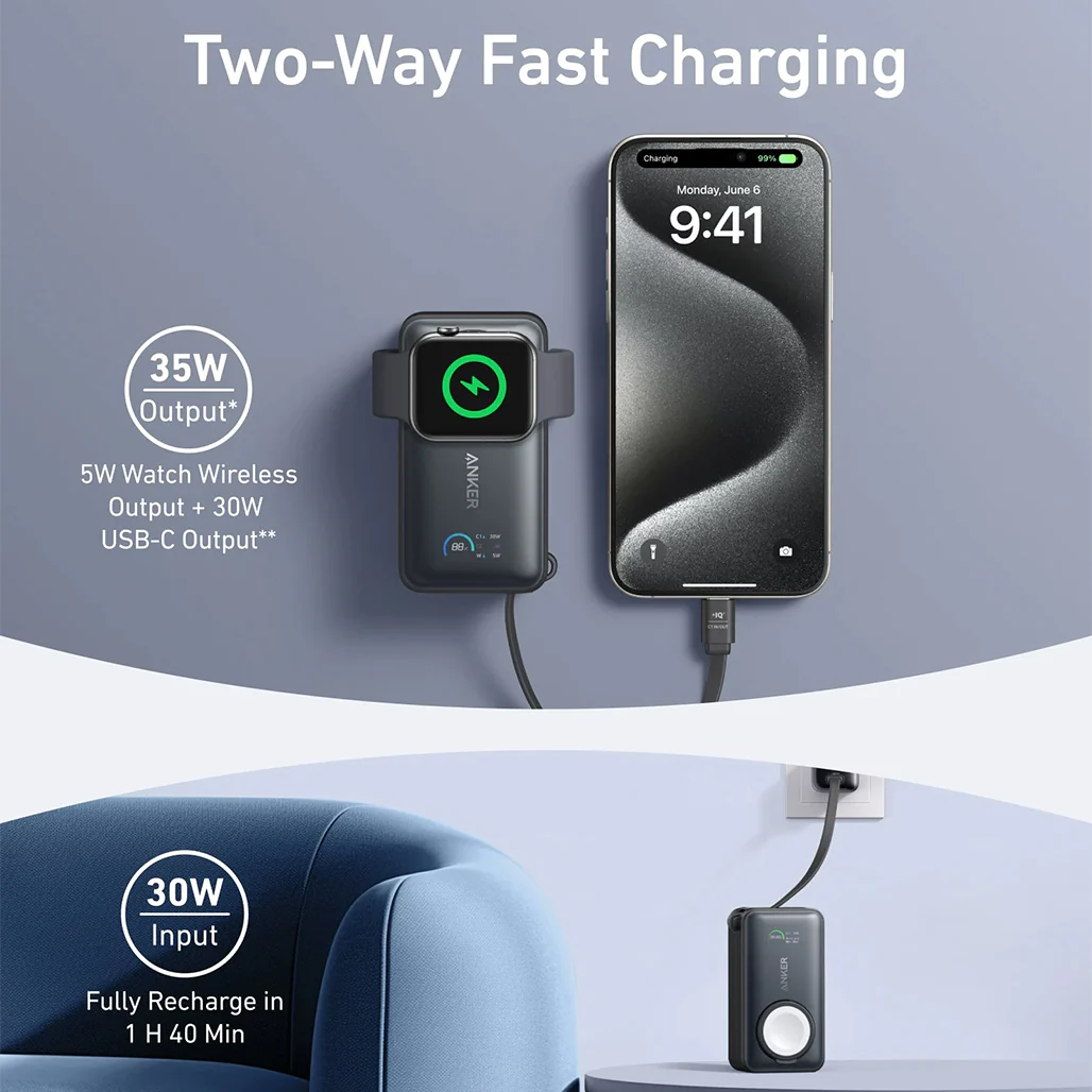 Anker MagGo Power Bank (10K, 35W) for Apple Watch – Fast Charging for All Apple Devices - Image 4