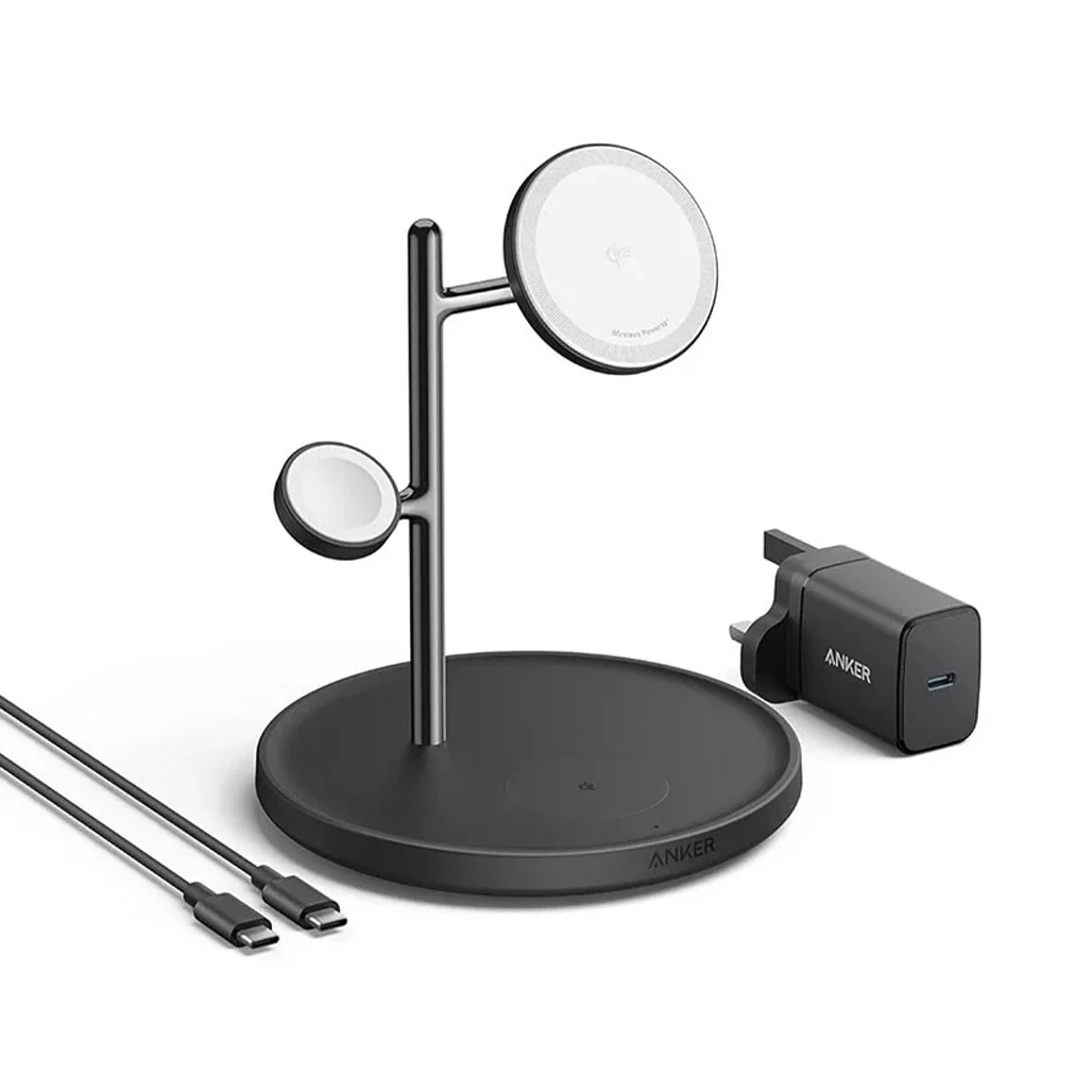 Anker Maggo Wireless Charging Stand 3-in-1 15W – Fast Charging for iPhone, Apple Watch, and AirPods (Black) - Image 2