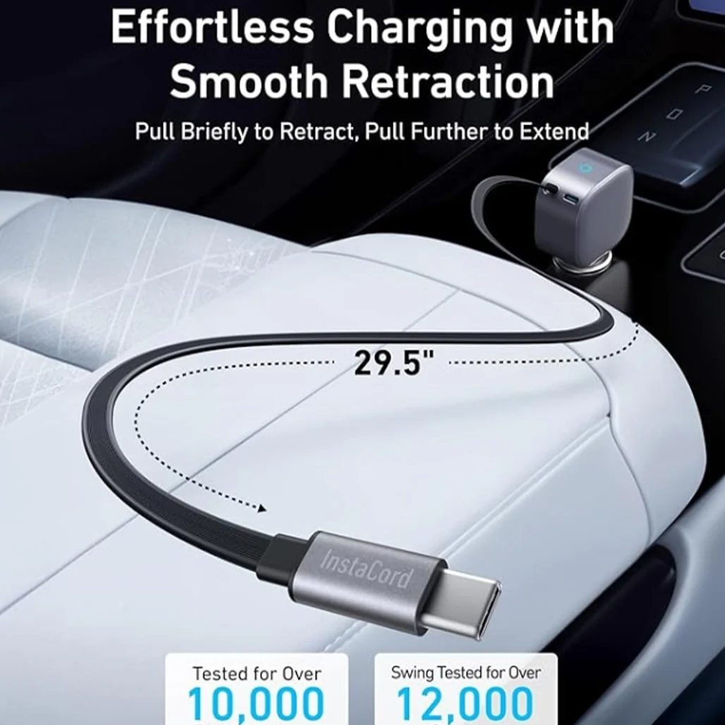 Anker Nano 75W USB-C Car Charger with Built-In Retractable Cable – High-Speed Charging for On-the-Go Power - Image 4