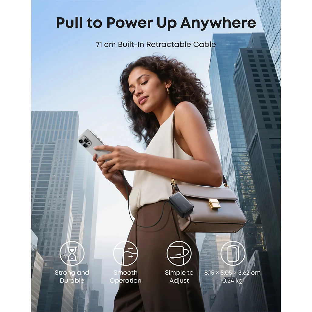 Anker Nano Power Bank (10K, 45W, Built-In Retractable USB-C Cable) - Image 3