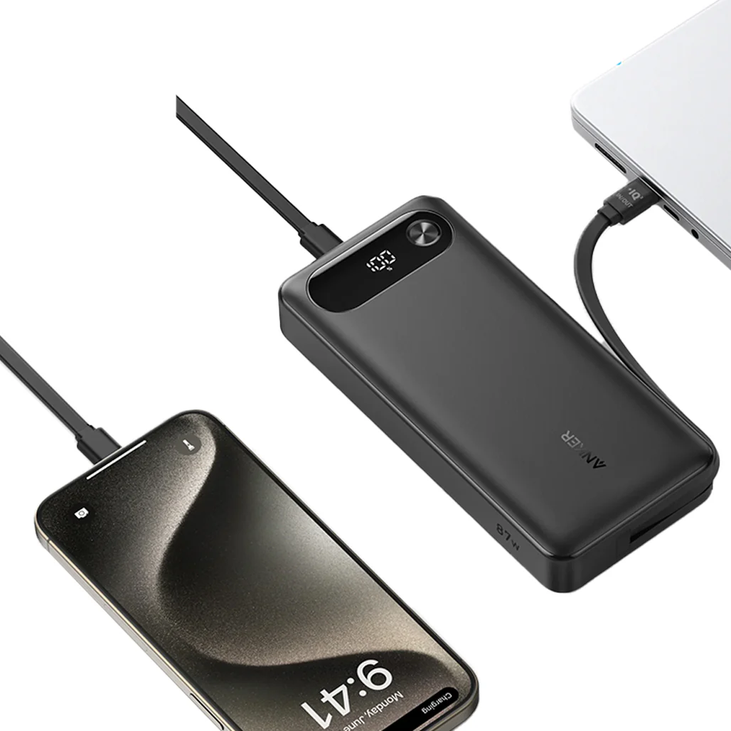 Anker Power Bank 20K, 87W with Built-In USB-C Cable – Rapid Charging for iPhone, MacBook, and More - Image 2