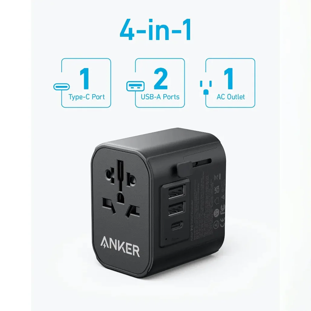 Anker PowerExtend 30W Travel Adapter with USB-C Charger (A9212) - Compact 4-in-1 Multi-Region Plug for Global Travel - Image 3
