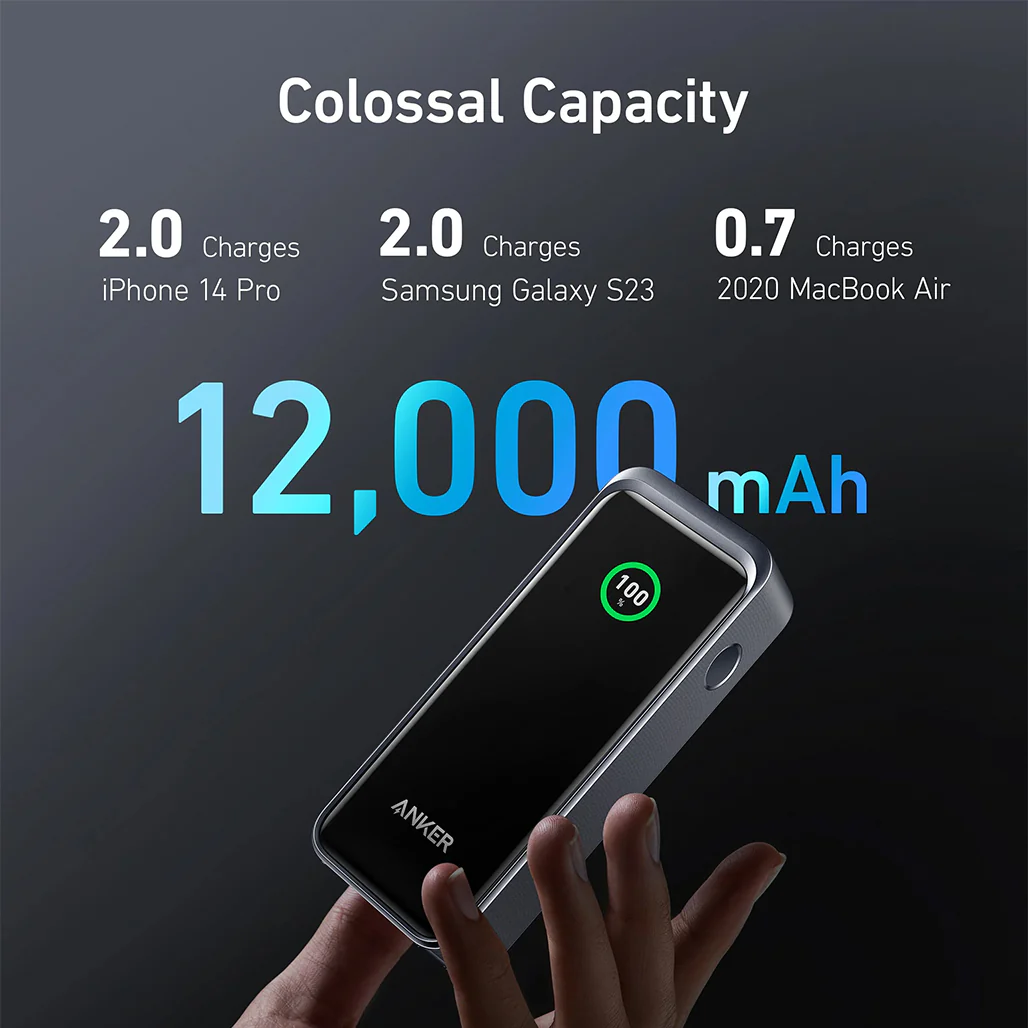 Anker Prime 12,000mAh Power Bank (130W) – High-Speed Charging, Compact Design, Fast Recharge - Image 3