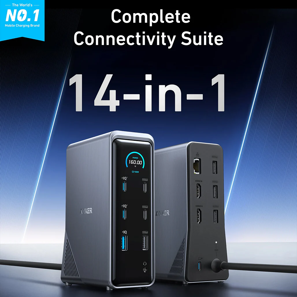 Anker Prime Charging Docking Station | 14-in-1 Dual Display, 160W Fast Charging Hub - Image 3