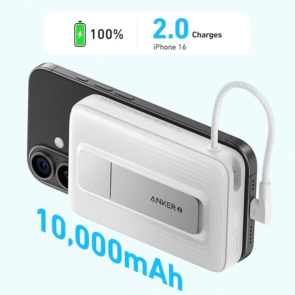 Anker Zolo 10000mAh 30W Magnetic Power Bank with Built-In USB-C Cable – Fast Charging & Wireless Convenience (Model A1685) - Image 3