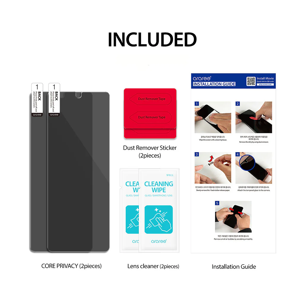 Araree Core Full Cover Tempered Glass For Galaxy Z Fold4 / Z Fold 5 - Included 2 Pack - Image 3