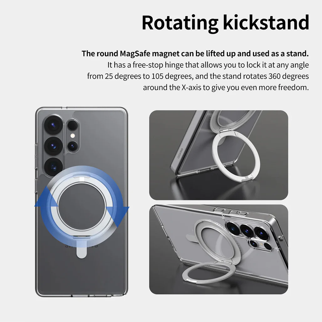 Araree Duple M Stand Case for Samsung Galaxy S25 Ultra – Clear Protection with Magnetic Charging & 360° Kickstand - Image 3