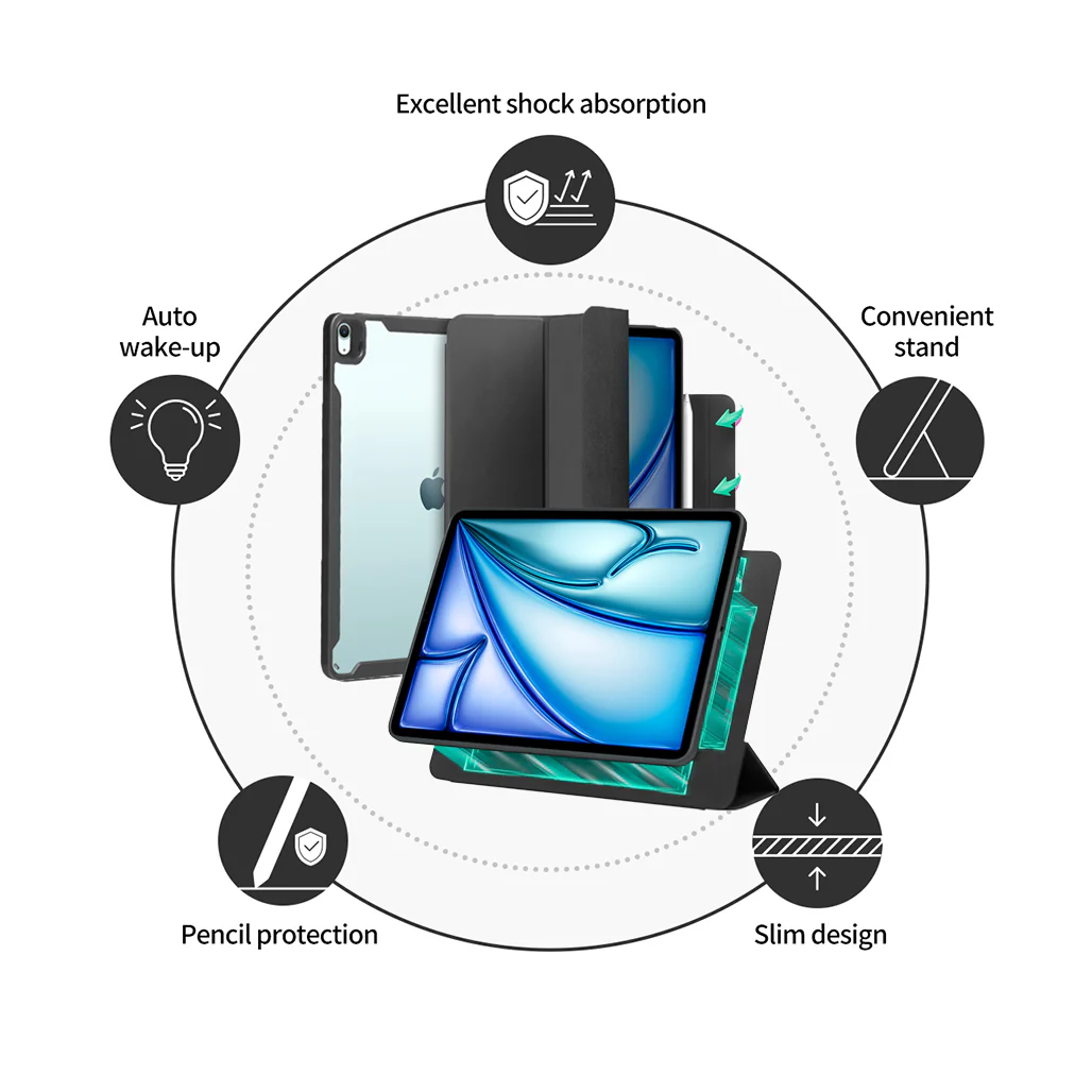 Araree HIFOLIO Magnetic Case for iPad Air 13" M2 – Shock-Absorbing Protection, Auto Wake-Up, and Apple Pencil Holder - Image 4