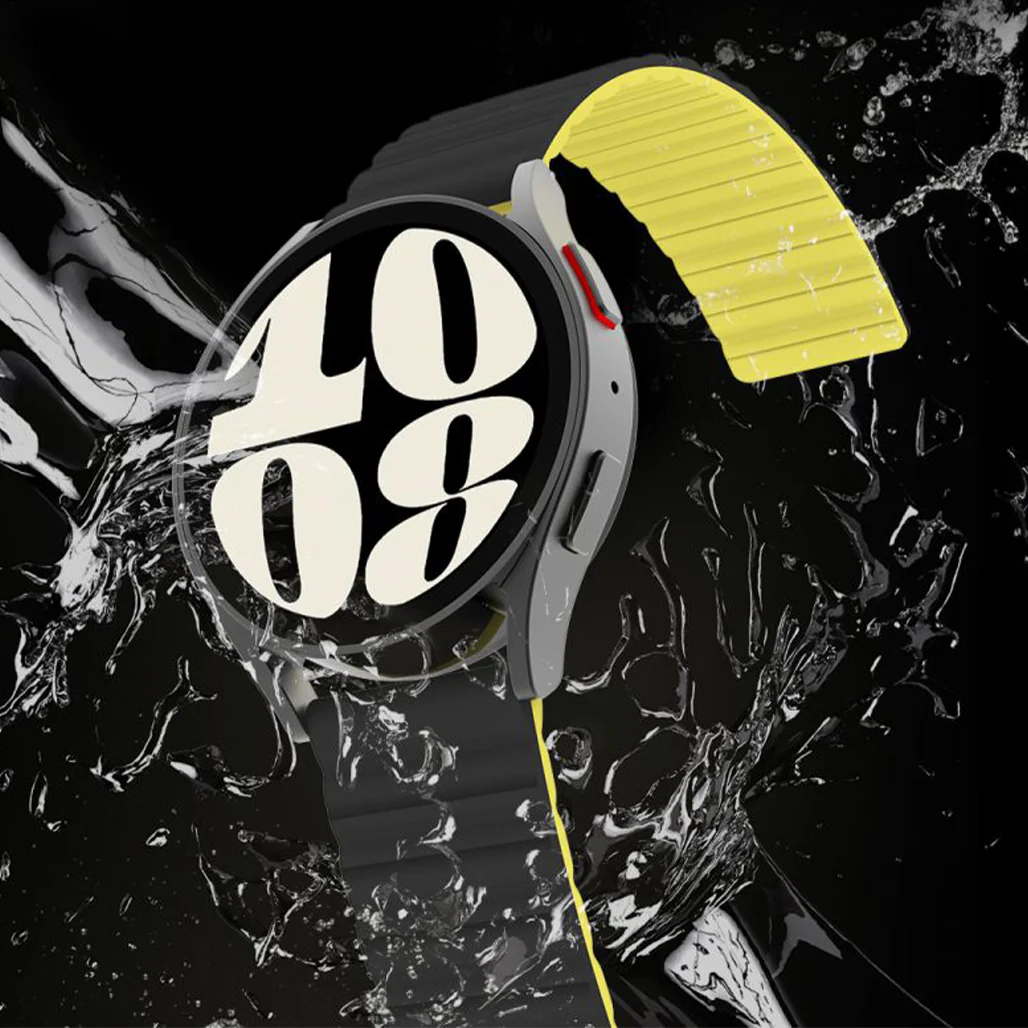 Araree Silicone Link Galaxy Watch Strap 20mm - Black/Yellow - Image 3