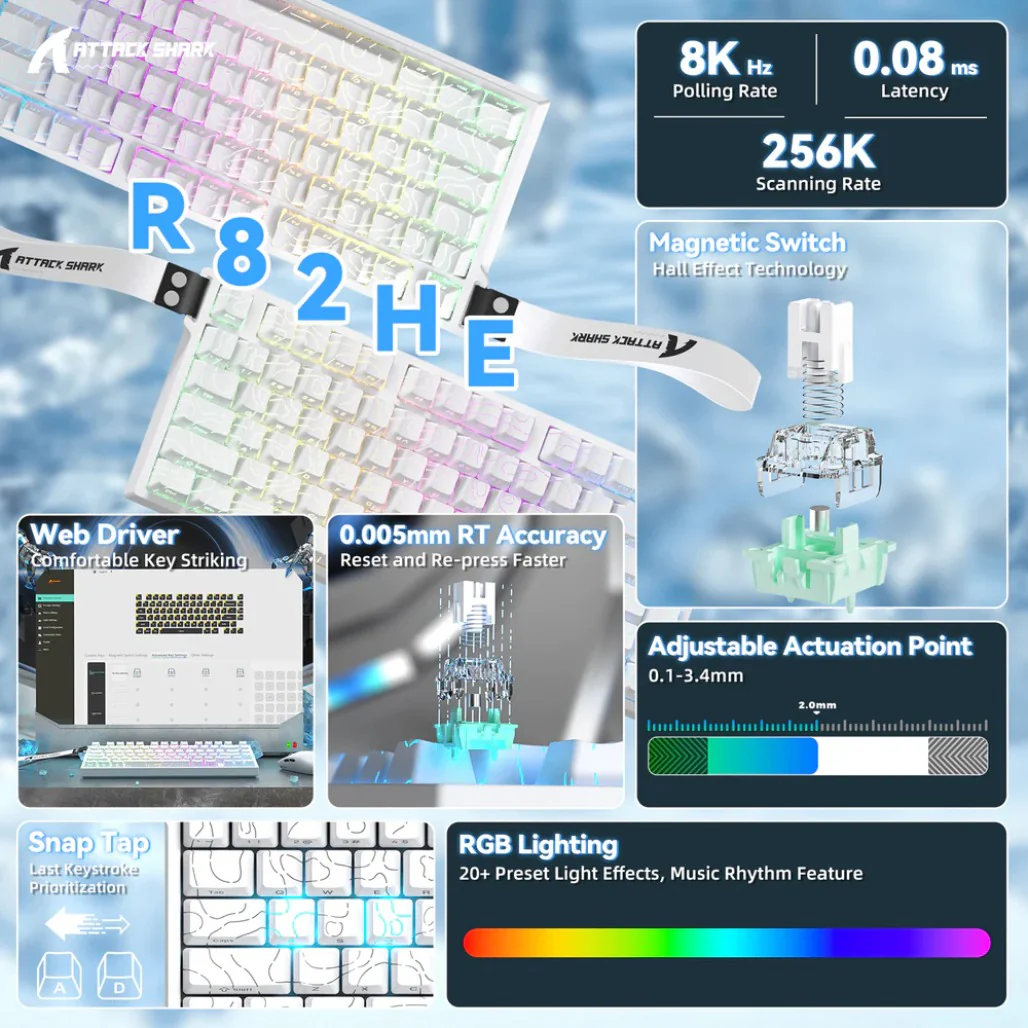 Attack Shark R82 HE - 75% Wired Magnetic Gaming Keyboard - Image 17