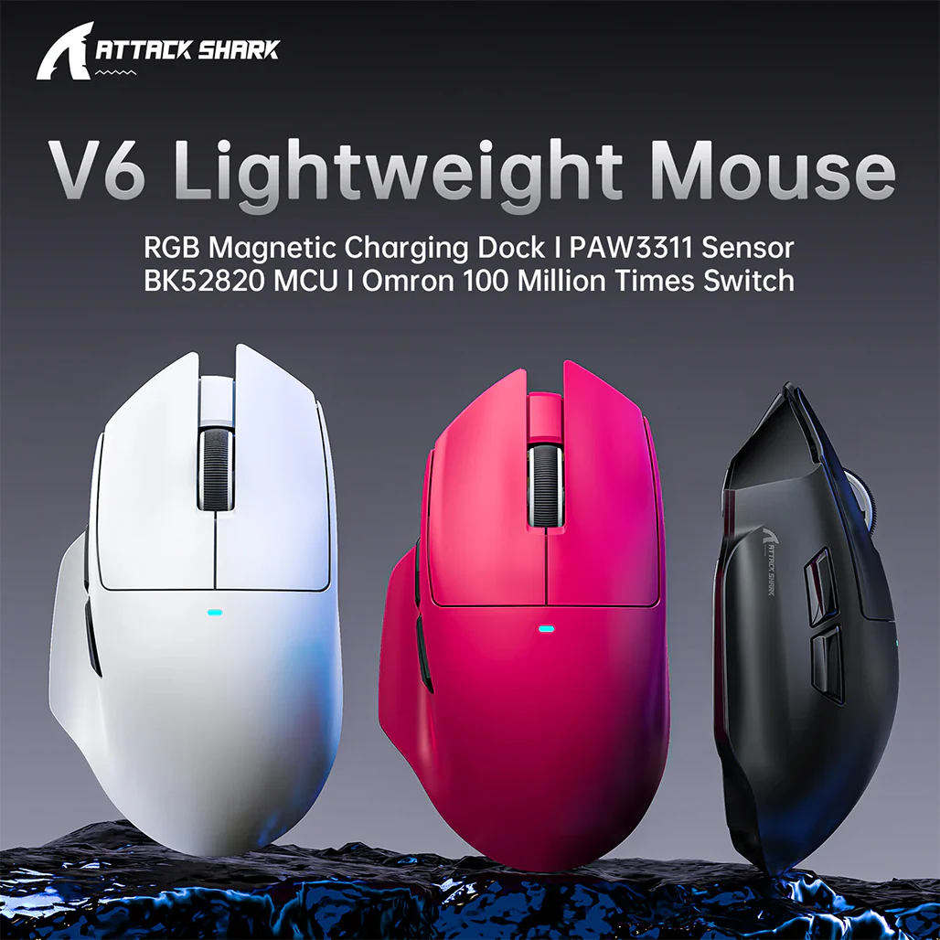ATTACK SHARK V6 Ultra-Light Tri-Mode Gaming Mouse - Image 9