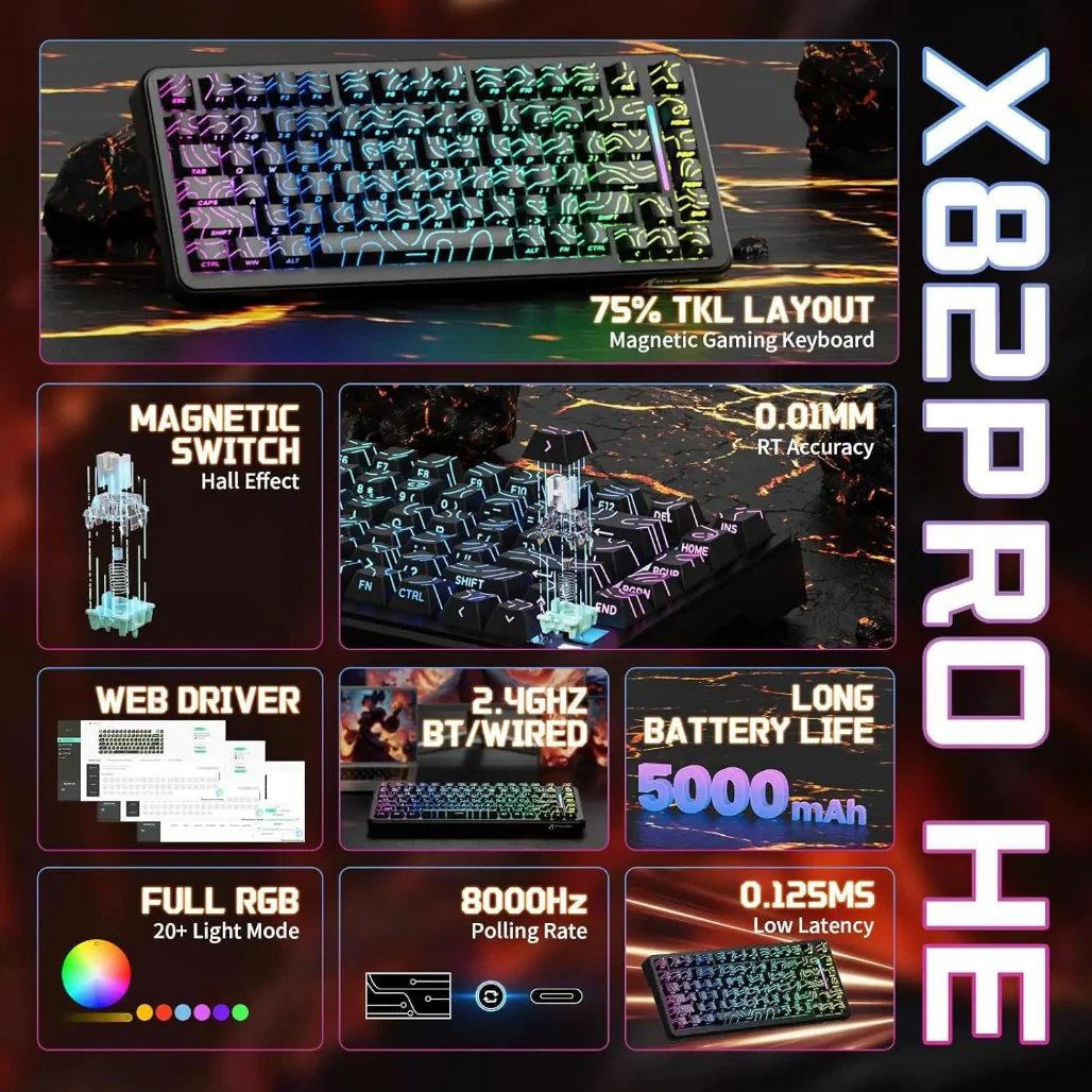 Attack Shark X82 Pro HE Wireless Gaming Keyboard - Image 11