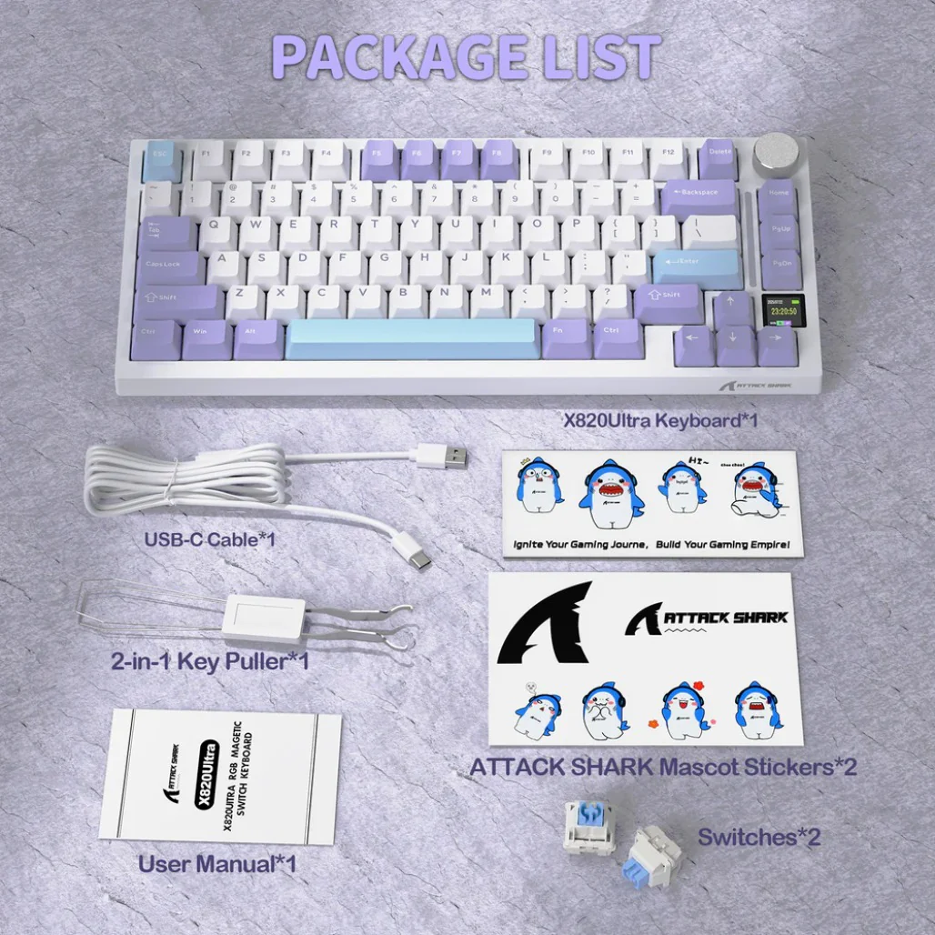 Attack Shark X820 Ultra 75% Tri-Mode Gasket Wireless Mechanical Gaming Keyboard - Image 29