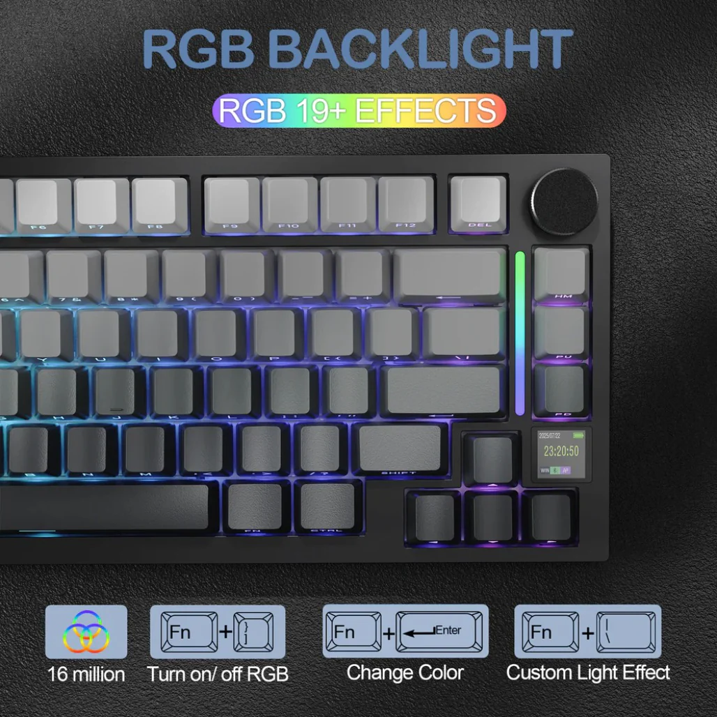 Attack Shark X820 Ultra 75% Tri-Mode Gasket Wireless Mechanical Gaming Keyboard - Image 7