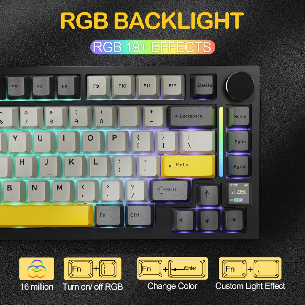 Attack Shark X820 Ultra 75% Tri-Mode Gasket Wireless Mechanical Gaming Keyboard - Image 8