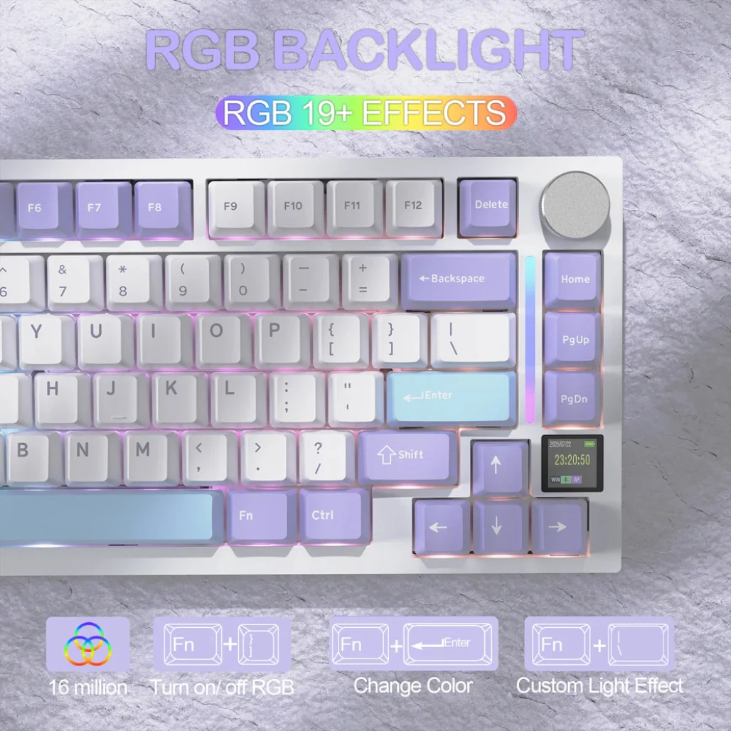 Attack Shark X820 Ultra 75% Tri-Mode Gasket Wireless Mechanical Gaming Keyboard - Image 9