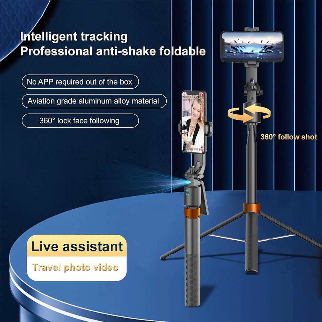 Auto Face Tracking Tripod 70" – 360° AI Smart Selfie Stick with Remote, Gesture Control & No App Required – Tall Phone Tripod for iPhone, Android, TikTok, YouTube & Live Streaming - Image 4