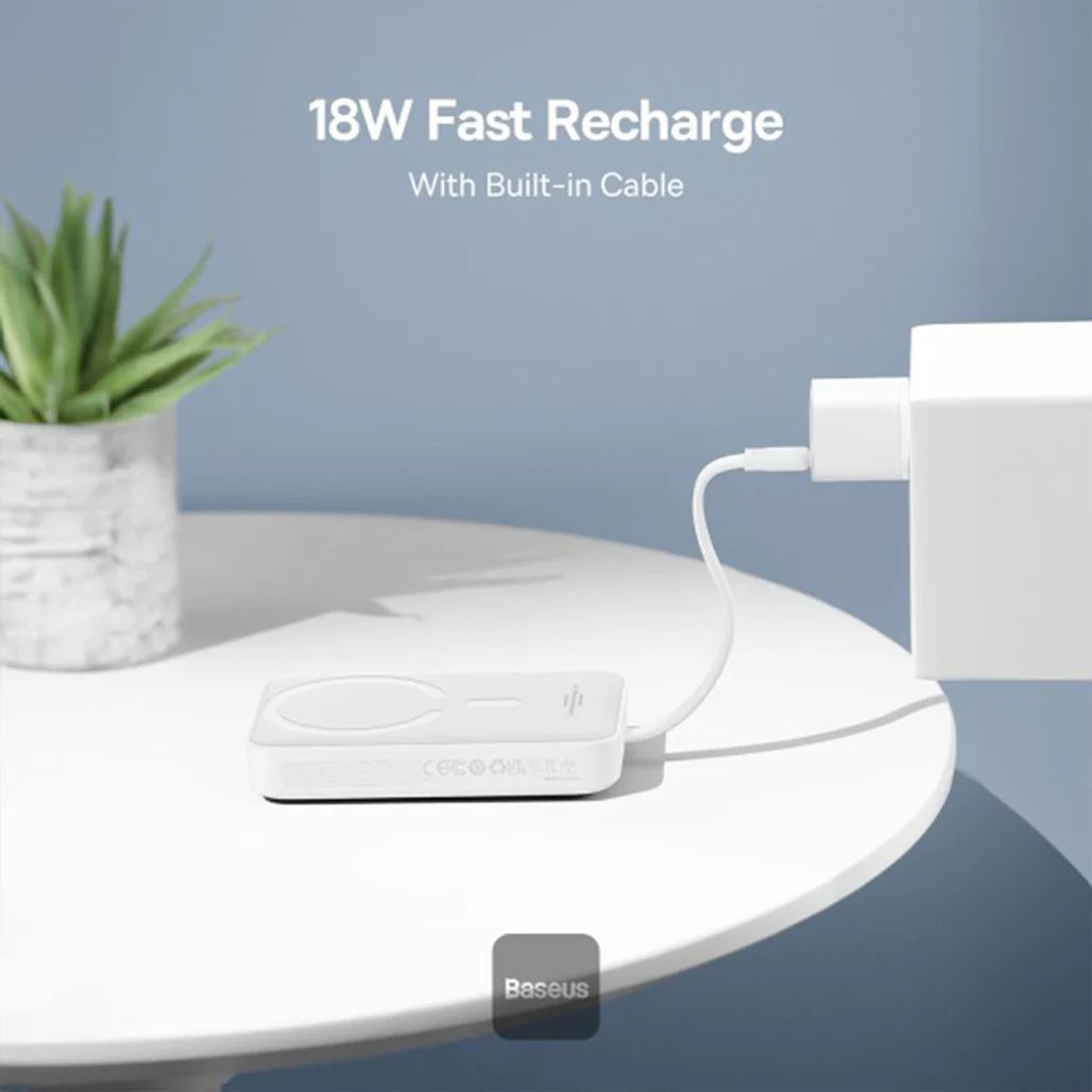 Baseus 10000mAh Magnetic Mini Wireless Power Bank 30W PD with Built-In USB-C Cable - Image 11