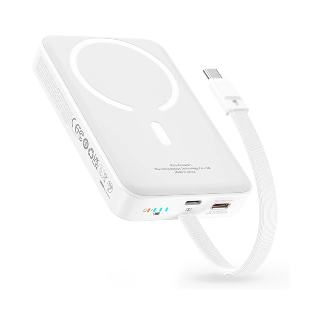 Baseus 10000mAh Magnetic Mini Wireless Power Bank 30W PD with Built-In USB-C Cable - Image 9
