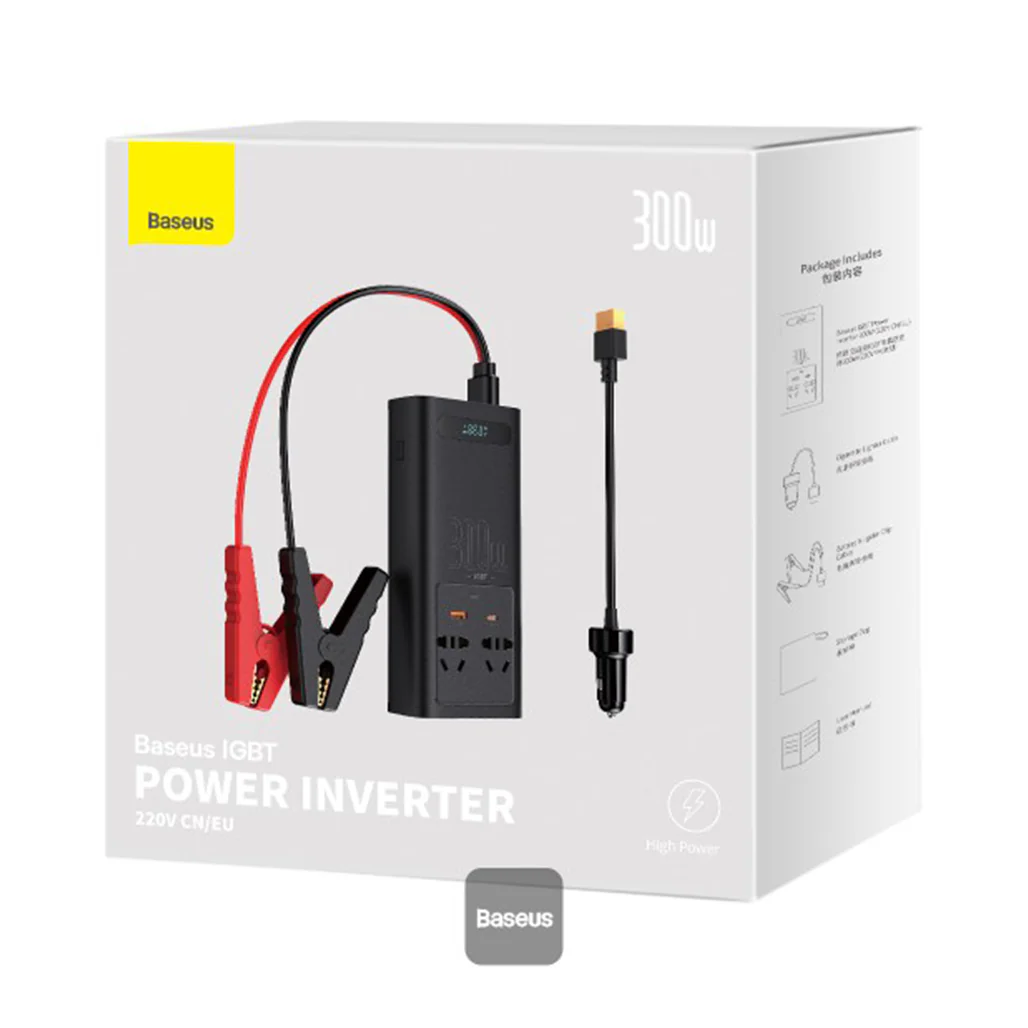 Baseus 300W Car Power Inverter with Pure Sine Wave Output and Multi-Port USB Charging - Image 2
