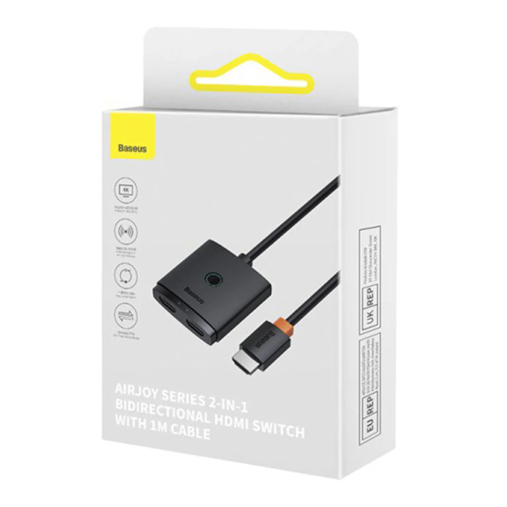 Baseus AirJoy Series - 2-in-1 Bidirectional HDMI Switch with 1m Cable Cluster - Black | B01331105111-01 - Image 3