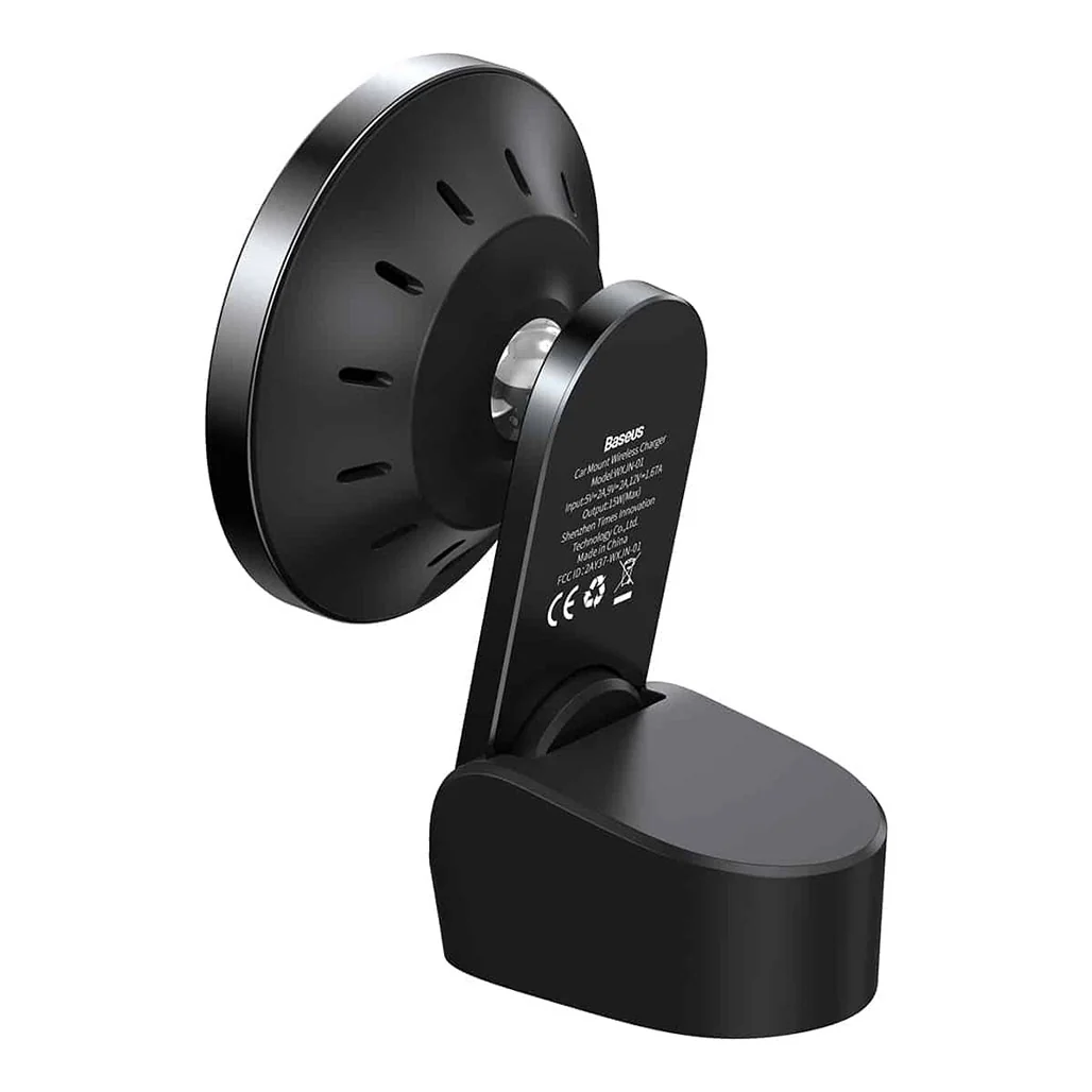 Baseus Big Energy 15W Car Mount Wireless Charger - Magnetic, Metal & Glass, Dual Use for Dashboard and Air Outlet - Black - Image 3