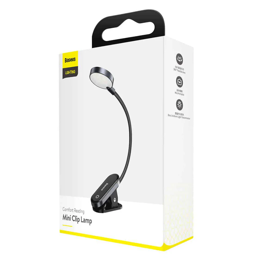 Baseus Comfort Reading Mini Clip Lamp - Dark Gray, 3W, 400mAh Battery - Image 4