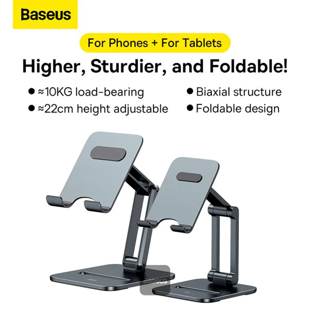 Baseus Desktop Biaxial Foldable Metal Stand for Tablets - Grey - Image 5