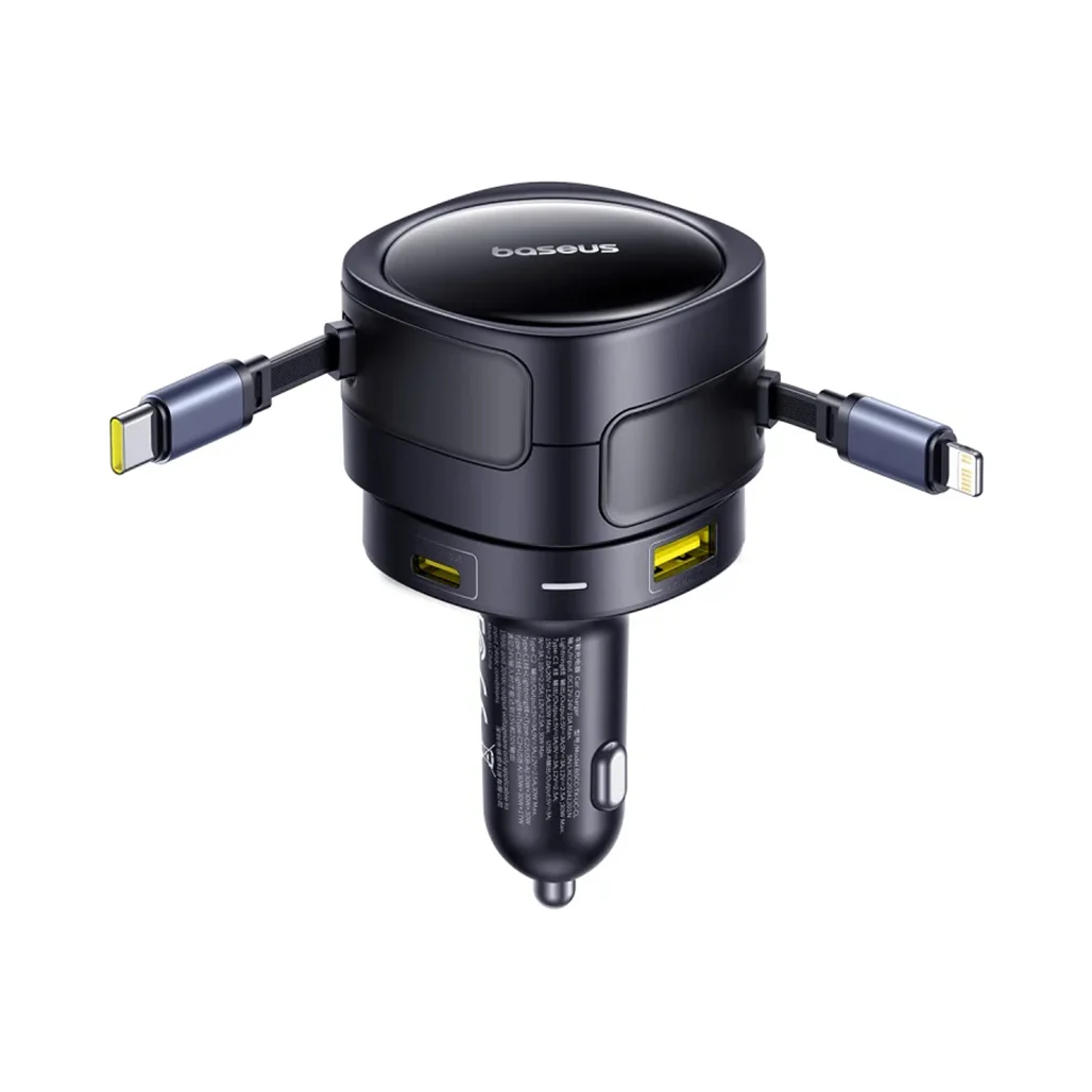 Baseus Enjoyment Max 90W Car Charger with Built-in USB-C & Lightning Cables - Image 4