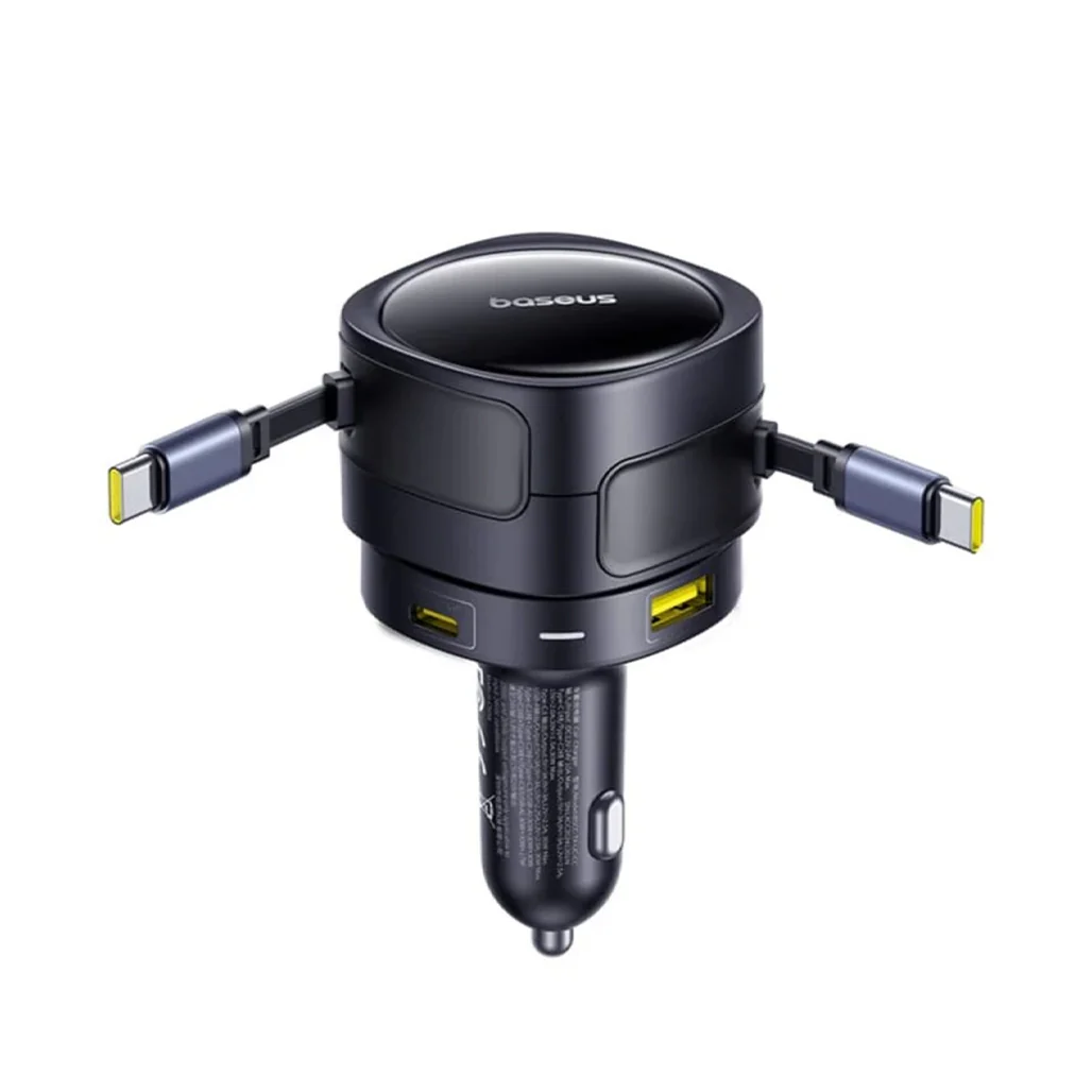 Baseus Enjoyment Max 90W Car Charger – Dual Retractable USB-C Cables, USB-C & USB-A Ports - Image 4