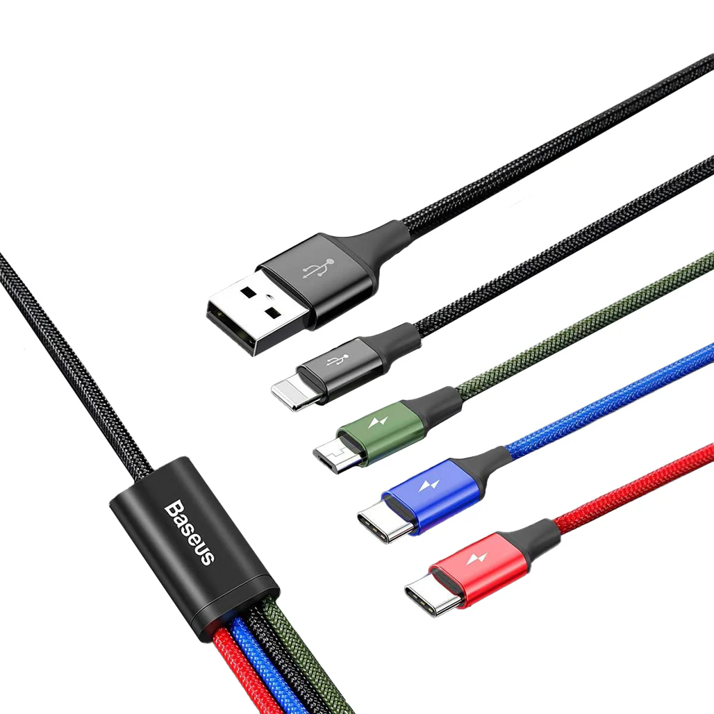 Baseus Fast 4in1 Cable For lightning + Type-C (2) Micro 3.5A 1.2M, CA1T4-B01 - Image 2