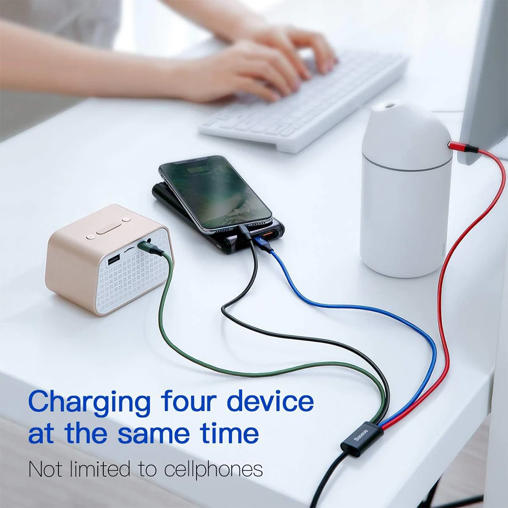Baseus Fast 4in1 Cable For lightning + Type-C (2) Micro 3.5A 1.2M, CA1T4-B01 - Image 5
