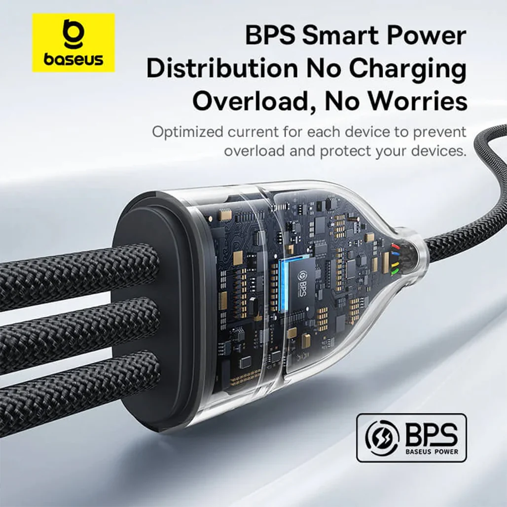 Baseus Flash Series 3 Type-C to C+C+C Fast Charging Cable | 3-in-1 100W Power Deliver - Image 7