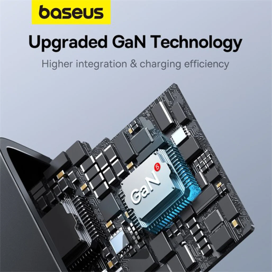 Baseus GaN5 Pro 65W 3-Port Fast Charger with Dual Type-C and USB-A | UK Plug | Ideal for iPhone, MacBook, iPad, Samsung, and Type-C Devices - Image 4