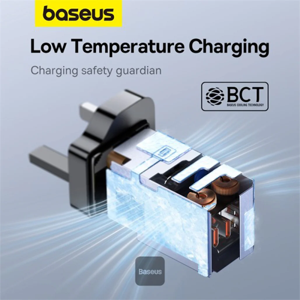 Baseus GaN5 Pro 65W 3-Port Fast Charger with Dual Type-C and USB-A | UK Plug | Ideal for iPhone, MacBook, iPad, Samsung, and Type-C Devices - Image 6